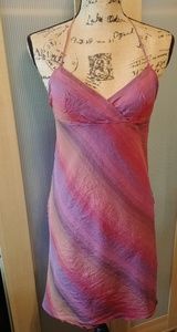 Colorful silk halter dress
